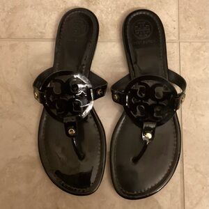Tory Burch Miller Black Patent Sandals 10